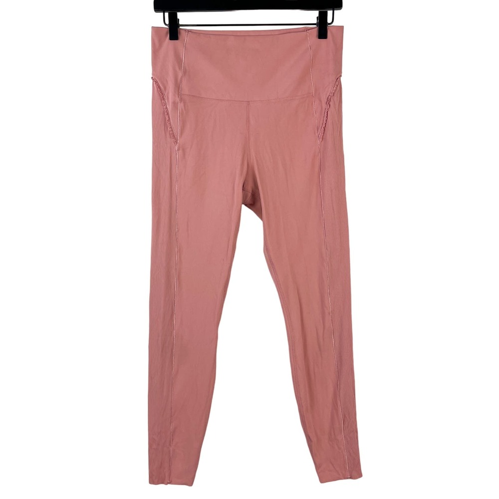 Nike Womens (L) Yoga Luxe Womens Infinalon Ruffled 7/8 Tights Pink